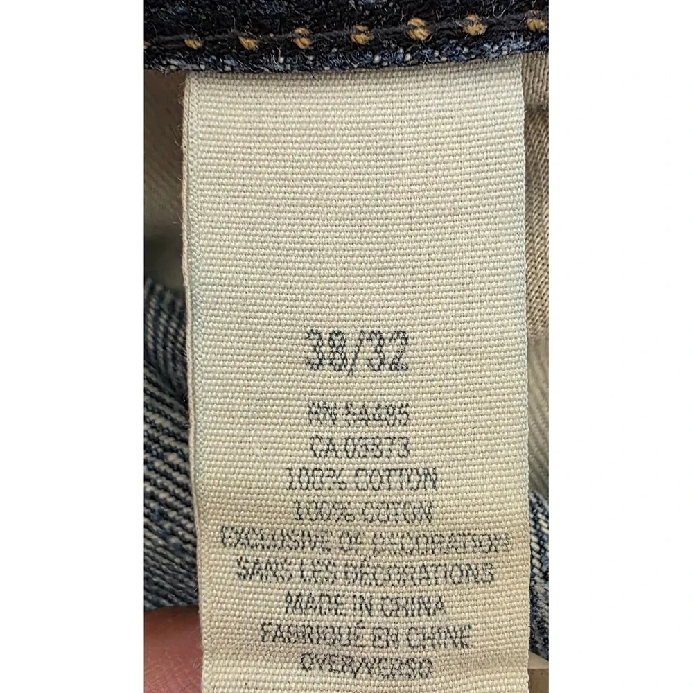 American Eagle Mens Blue Jeans 38x32 Straight Leg Cotton Denim Distressed Wash